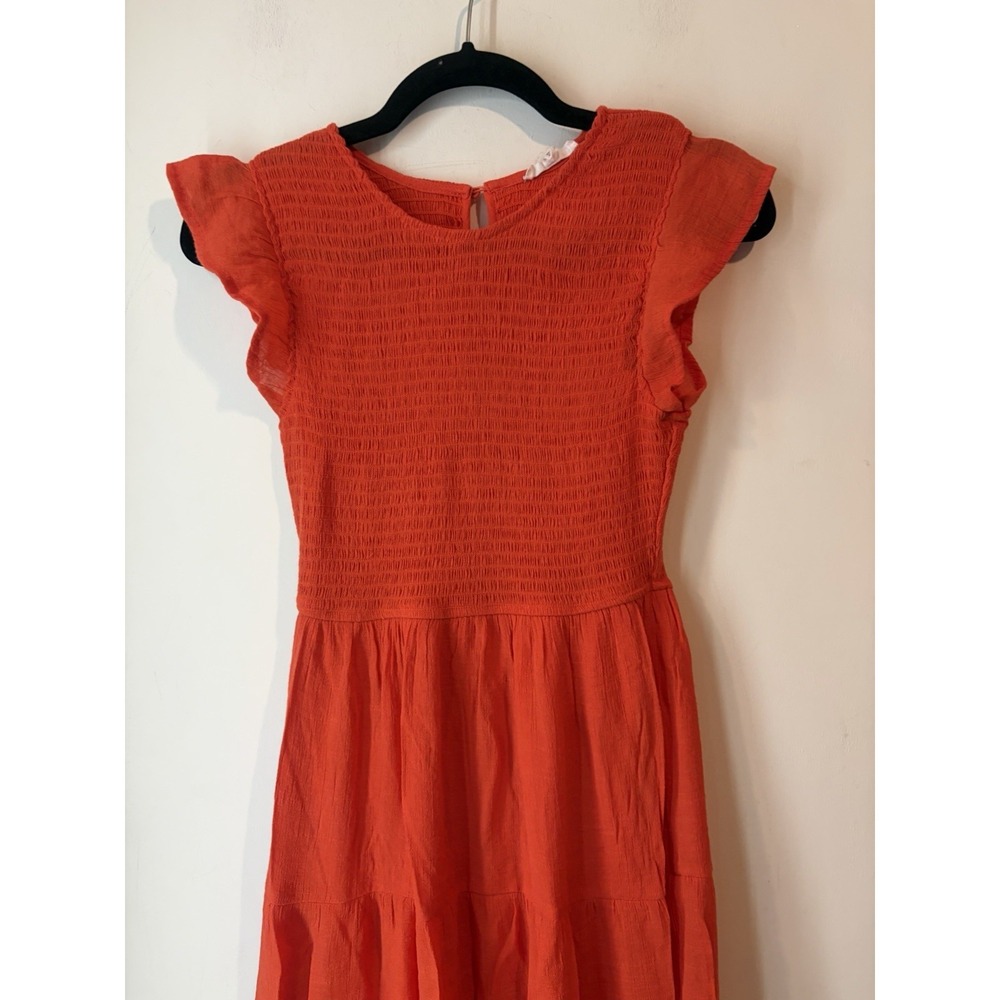 Anthropologie Orange Maxi Dress with Flutter Sleeves - Picture 2 of 6